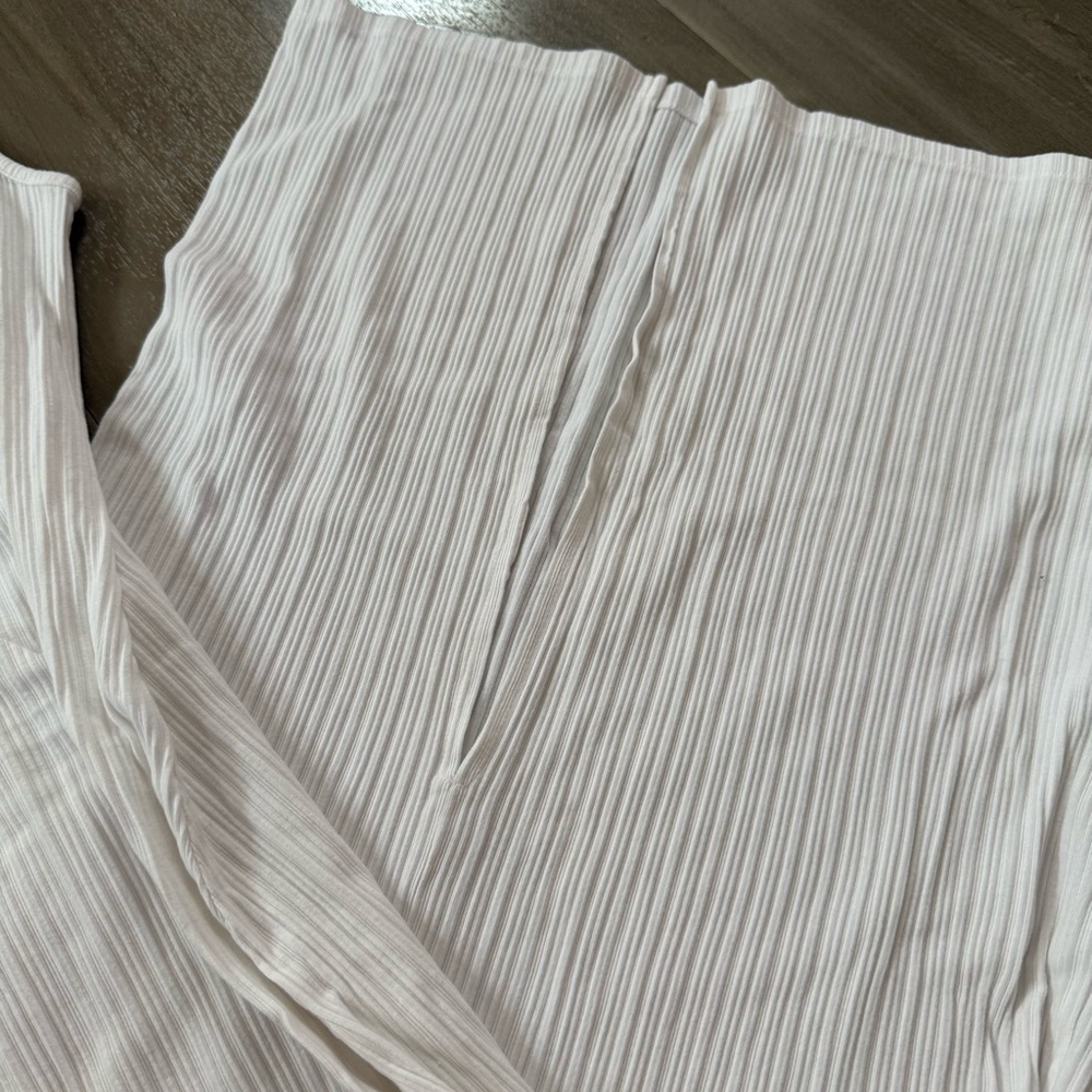 NEW Aerie White Ribbed Double V Neck Henley Bodycon Maxi Dress - Picture 7 of 9